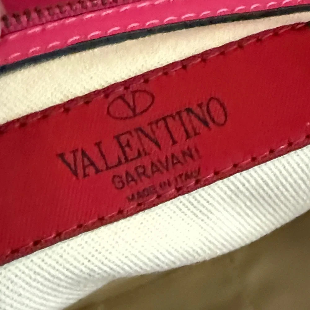 Valentino Garavani Gold & Pink Studded Handbag with Removable Crossbody Strap - Picture 10 of 16